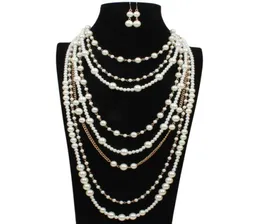 Elegant high quality manmade pearl long necklace multilayer necklace female accessories for bride fashion 229t7360826