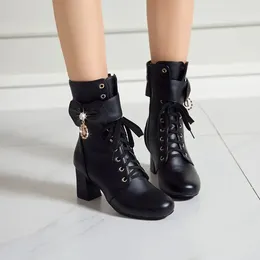 Сапоги Cresfimix Botas Femininas, элегантные красивые белые лакированные кожаные ботинки размера плюс от 34 до 43, осенние женские туфли высокого качества на каблуке A643