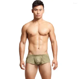 Cuecas meninos u convexo bolsa roupa interior para homens baixo aumento casa troncos juventude moda boxer shorts aro calças botão letras soltas calcinhas de ajuste