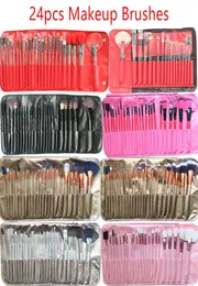 24pcs فرشاة ماكياج محترفة Setblack Bag Bag Bage Commetic 4 Color Wooden Handle Handle Brush Kits 1lot24pcs5132914