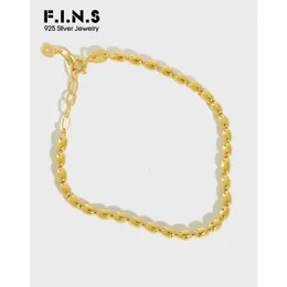 F.I.N.S Coreano S925 Pulseira de Prata Esterlina INS Contas Ovais Charme Pulseira Simples Feminino Pulseira Prata Bead Chain Ornamento 240123