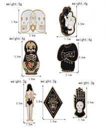 7 pezzi set Spille in smalto duro Goth punk teschio spilla spilla Halloween spille bottoni gioielli per lui Regali fantastici9435397