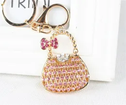 Keychains Fashion Women Handbag Butterfly Bow Crystal Rhinestone Charm Pendant Purse Key Ring Chain Creative Birthday Present