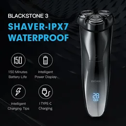 Enchen barbeador elétrico 3d blackstone 3 ipx7 à prova d' água navalha molhada e seca dupla utilização rosto barba bateria display digital para homens 240124