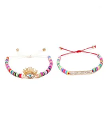 Braccialetti con ciondoli Argilla polimerica Heishi Diamante Ciglia lunghe Occhi Bar Estate Donna Uomo Stringa rossa Kabalah Gioielli intrecciati Gift13656651