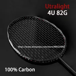 Racchette da badminton in fibra di carbonio 4U Racchette professionali di tipo offensivo con corde per borse 22-30LBS Racchette Speed Sports 240122