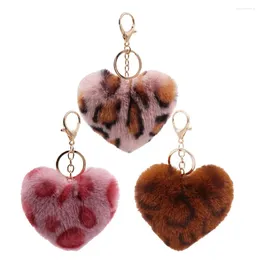 Keychains 3 Pcs Key Chain Keychain Chic Bag Pendant Heart Leopard Print Hanging Ring Zinc Alloy Miss Creative