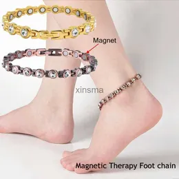 Tornozeleiras Artrite Terapia Saudável Energia Holograma Germânio Cobre Cor Tornozeleiras Pulseiras de Cristal Magnético para Mulheres Jóias de Strass YQ240208