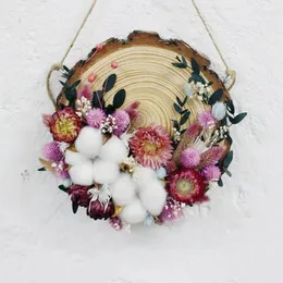 Dekorative Blumen, handgefertigt, DIY-Material, Tasche, Holzspäne, Blumendekorationen, trockener Kreis, zum Aufhängen, Gemälde, Türnummer, Café-Wand