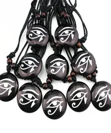 Fashion Jewelry Whole Mixed 12pcs Imitation Yak Bone Resin Carved The Eye of Horus Pendant Necklace for men women039s Amule5567438