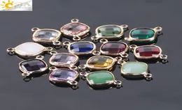 CSJA Contas de cristal de vidro Murano de tamanho pequeno com furo duplo facetado conector de contas soltas brinco pulseira colar joias artesanais fi2176461