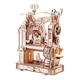 로봇 타임 Rokr 인쇄기 Press 3D DIY 퍼즐 선물 ​​남자 친구 가족 가족 나무 장난감 LED 라이트 빌딩 블록 키트 플레이 LK602 240122
