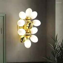 Lâmpadas de parede Vidro branco G9 Lâmpada Sconce Sobblestone Forma Home Art Decoração Luz para Salão Quarto Loja El Room Rotatable Lamp