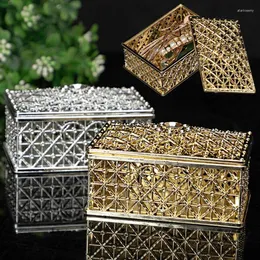 Smyckespåsar Vintage Treasure Storage Box Retro Gold Sliver Candy Trinket Boxar Small Hollow Organizer Case Wedding Decor Party Gifts