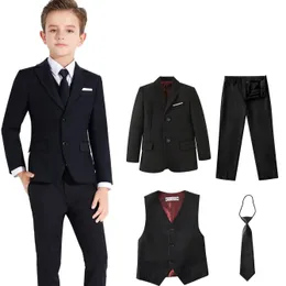 Chłopcy garnitury kolorowe kombinezony formalne 4 -częściowe Slim Fit Rewear Set Set Furtle Pants and Tiew 240119