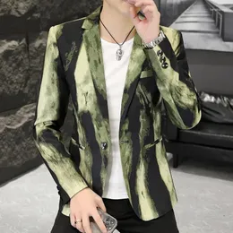 Men's Suits Fashion Printed Suit Coat 2024 Autumn High Quality Brand Jacket Slim Fit Homme Social Banquet Stylist