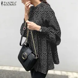 Women's Blouses Stylish Printed Shirts Floral Blouse ZANZEA Casual Puff Sleeve Blusas Female Pleated Back Button Tunic Tops