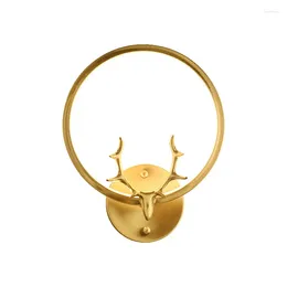 Wall Lamp Bedroom Antique Copper Antler Bedside Sconces Living Room TV Background Bathroom Mirror LED Front Light Fixtures