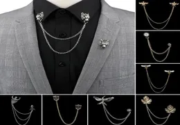 Man Suit Shirt Collar Tassel Chain Lapel Pin Brooch Dragon Badge Retro Pins Wedding Dress Party Dance Neckware Accessories7295736