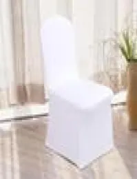 Stol täcker 100pcslot housse de chaise Mariage Universal White Stretch Polyester Wedding Party Banquet EL8708347