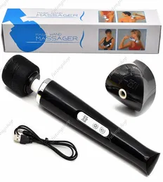 Magic Wand Massager 30 prędkości ładowały do ​​ładowania bezbłędnego czarnego wibratora Masowanie 3221502