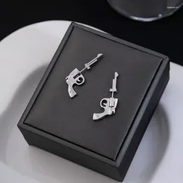 Studörhängen silverfärg kreativ imitation pistol för kvinnor flickor gotisk punk personlighet metall geometriska smycken