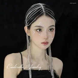 Hair Clips Headdress Women's European And American Rhinestone Accessories Tassel Chain Exaggerated Ornament Retro BridalProps