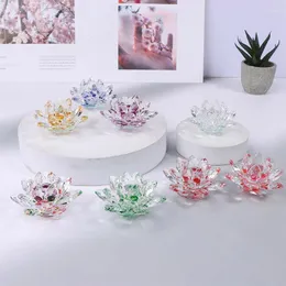 Garden Decorations 1PC Crystal Lotus Flower Figurin Christmas Home Wedding Decoration Glass Craft Collection Paper Weight Table Ornaments