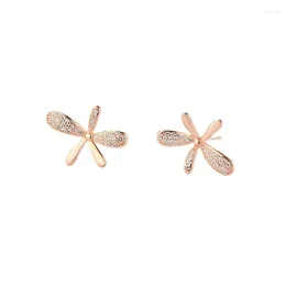 Stud Earrings Flower Piercing Korean Style 925 Sterling Silver Pink Floral Child Jewelry For Girls Original Woman Gift Accessory