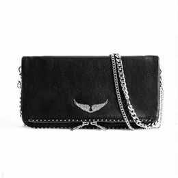 Designer Woman Bag For Women Zadig Voltaire Shoulder bag Vintage Rivet Handbag Purse Original Box Rock Swing Genuine Leather cross body chain high gra y