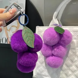 Portachiavi Dolce Peluche Uva Palla Ciondolo Catena Decorazione appesa per borsa delle chiavi