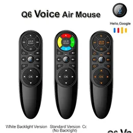 PC Remote Controls Q6 Pro Voice Control 2.4G Trådlös luftmus Gyroskop IR Lärande för Android TV -låda H96 X96 Max Plus Mini Drop de Otkra