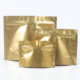 Storage Bags 100Pcs Glossy Gold Coffee Packaging Stand Up Pouch Heat Sealable Food Zipper Lock Aluminum Foil Smell Proof Bag