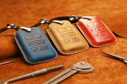 För landområdet Rover hittade 5For Jaguar Car Bag Crazy Horse Leather Handgjorda ärm nyckelchain nyckel täckning1374805