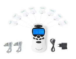 Health Care Tool Two Output Electric TENS Therapy Massager Relax Muscle Electro Stimulator 8 Gel Electrode Pads9283004