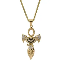 collane con ciondolo occhio di horus hip hop per uomo donna ciondolo ankh di lusso in acciaio inossidabile oro collana stile egiziano Hrus jewe7434483