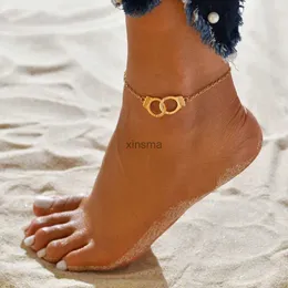 Anklets جديدة الأزياء الأزياء الذهبية الأصفاد الشاطئ خلخال للنساء Foot Foot Jewelry Freedom Letters Hegelet Hight for Girl YQ240208