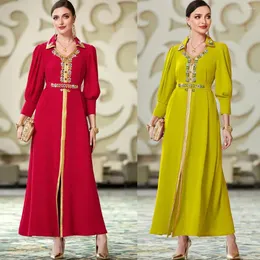 Etnik Giyim Dubai Müslüman Parti Elbise Elmaslar Çiçek Abaya Kaftan İslami Femme Musulman Vestidos Longos Kaftan Marocain Jalabiya