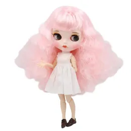 Buzlu dbs blyth bebek 16 bjd ob24 eklem vücut pembe saç afro 30cm çıplak bebek beyaz cilt süper siyah anime kızlar hediye 240129