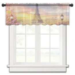 Tenda Parigi Architettura del balcone Arte Breve finestra trasparente Tende in tulle per cucina Camera da letto Decorazioni per la casa Piccole tende in voile