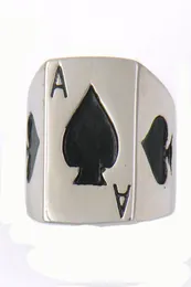 FANSSTEEL gioielli vintage da uomo o da donna in acciaio inossidabile SIGNET CLASSIC POKER SPADE A LUCKY RING 13W772306620