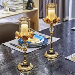 Titulares de vela suporte de casamento ao ar livre festa suporte copo cristal decoração mesa vertical transparente bougeoir quarto