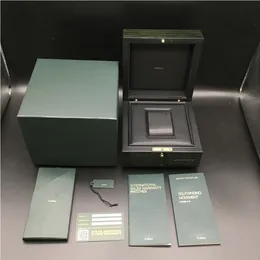 Impressão de modelo de cartão personalizado, número de série, papéis corretos, caixa de relógio amadeirada verde original para caixas ap, livretos, relógios250j