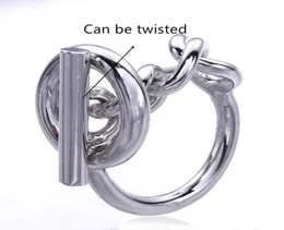 925 Gümüş Halat Zincir Yüzüğü Hoop ile Kadınlar için Fransız Popüler toka yüzüğü Gümüş Mücevher Yapımı246Y3875870