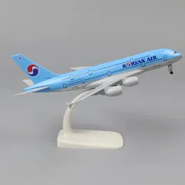 Flugzeugmodell aus Metall, 20 cm, 1 400 Korea A380, Metallreplik, Legierungsmaterial, Luftfahrtsimulation, Junge, Geschenk, Spielzeug, Sammlerstücke, 240201