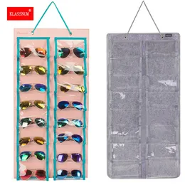Klassnum 16 grades óculos organizador de armazenamento parede pendurado saco óculos de sol recipiente exibição pendurado saco parede bolso bolsa 240118