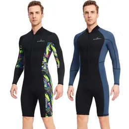 1.5mm neoprene shorty mens wetsuit à prova de uv frente zip lycra mangas compridas terno de mergulho para mergulho subaquático natação surf 240127