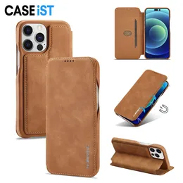 Caseist Luxury Pu Leather Wallet Magnetic Flip Credit Card Slot Pocket Stand Holder Mobiltelefon Case Cover för iPhone 15 14 13 12 11 Pro Max Plus XS XR 8 7 6 Samsung