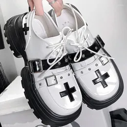 Осенние модельные туфли в японском стиле Лолита, панк, женские темные академические туфли на шикарной платформе со шнуровкой, женские дизайнерские повседневные туфли с круглым носком, 2024
