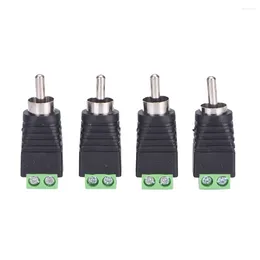 Computer Cables 4pcs/lot CCTV Phono RCA Male Plug TO AV Terminal Connector Video Speaker Wire Cable Audio Adapter